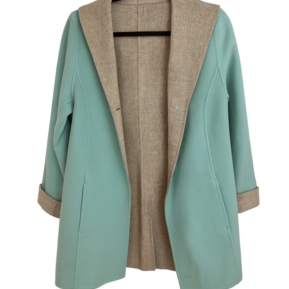 Neiman Marcus Aqua and Beige Trench Coat